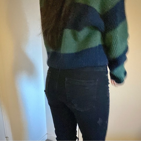 American Eagle Black Distressed Ripped Mom Jeans - Picture 3 of 7